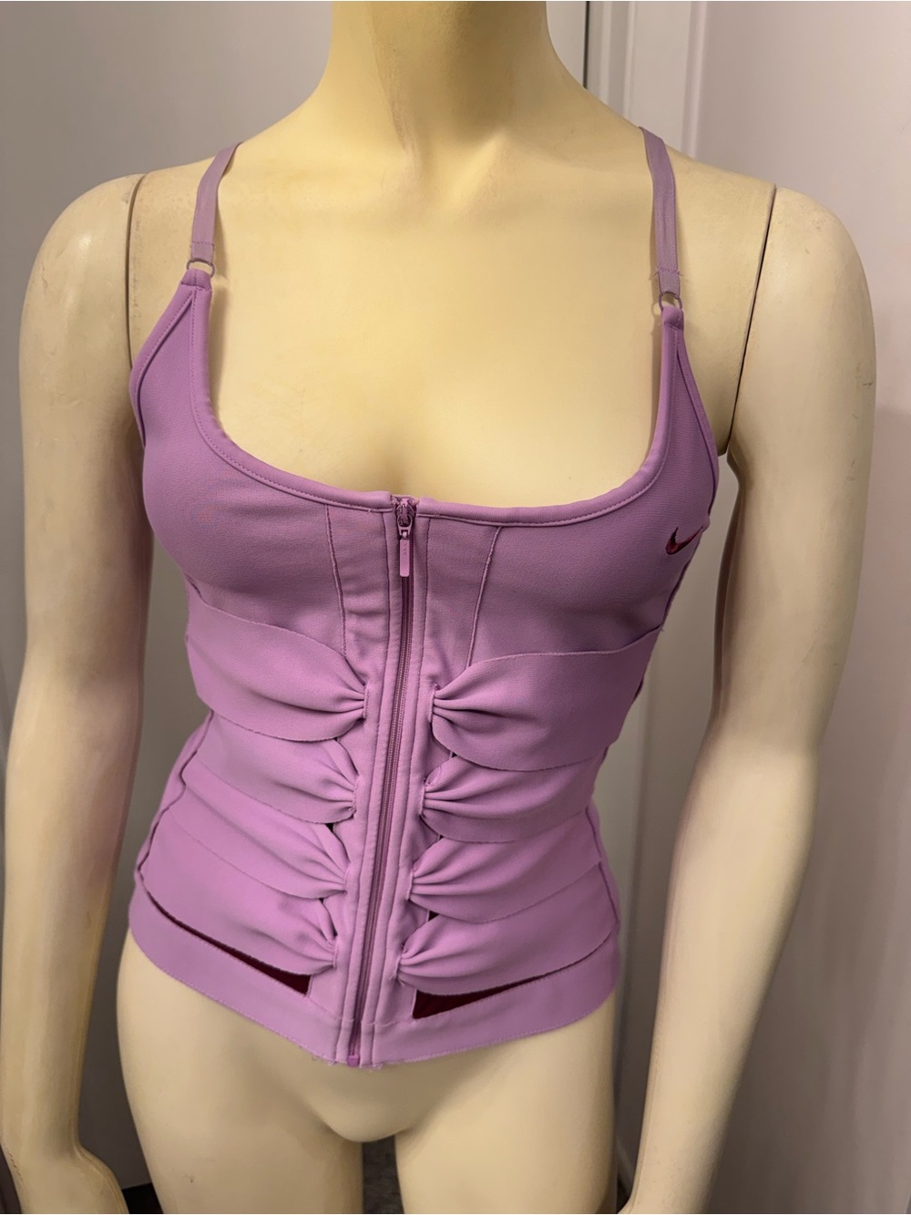 Nike Lavender Front-Zip Ruched Sports Tank